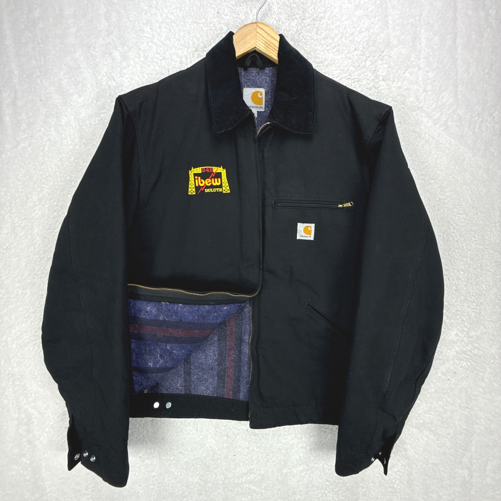 Carhartt Detroit Jacket Blanket Lined Men Medium Tall J001 Blk Black Ibew Duluth